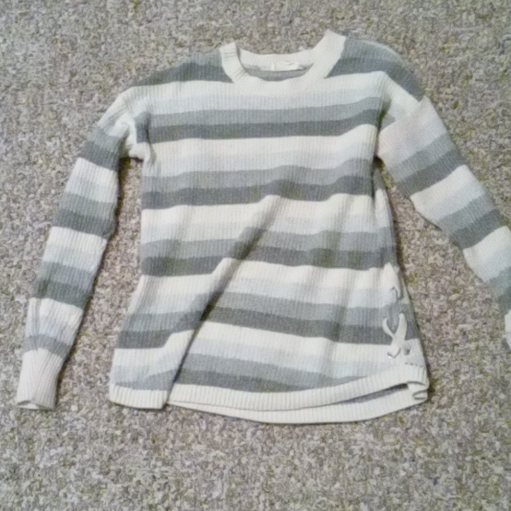 Striped braided side sweater